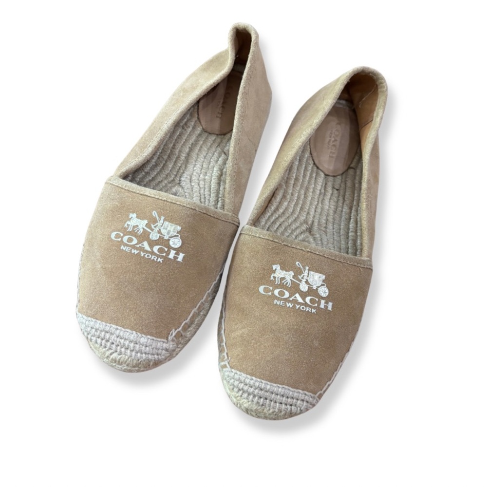 Coach Rain Espadrille Flats Tan Suede Size 10B Rope Sole Slip On